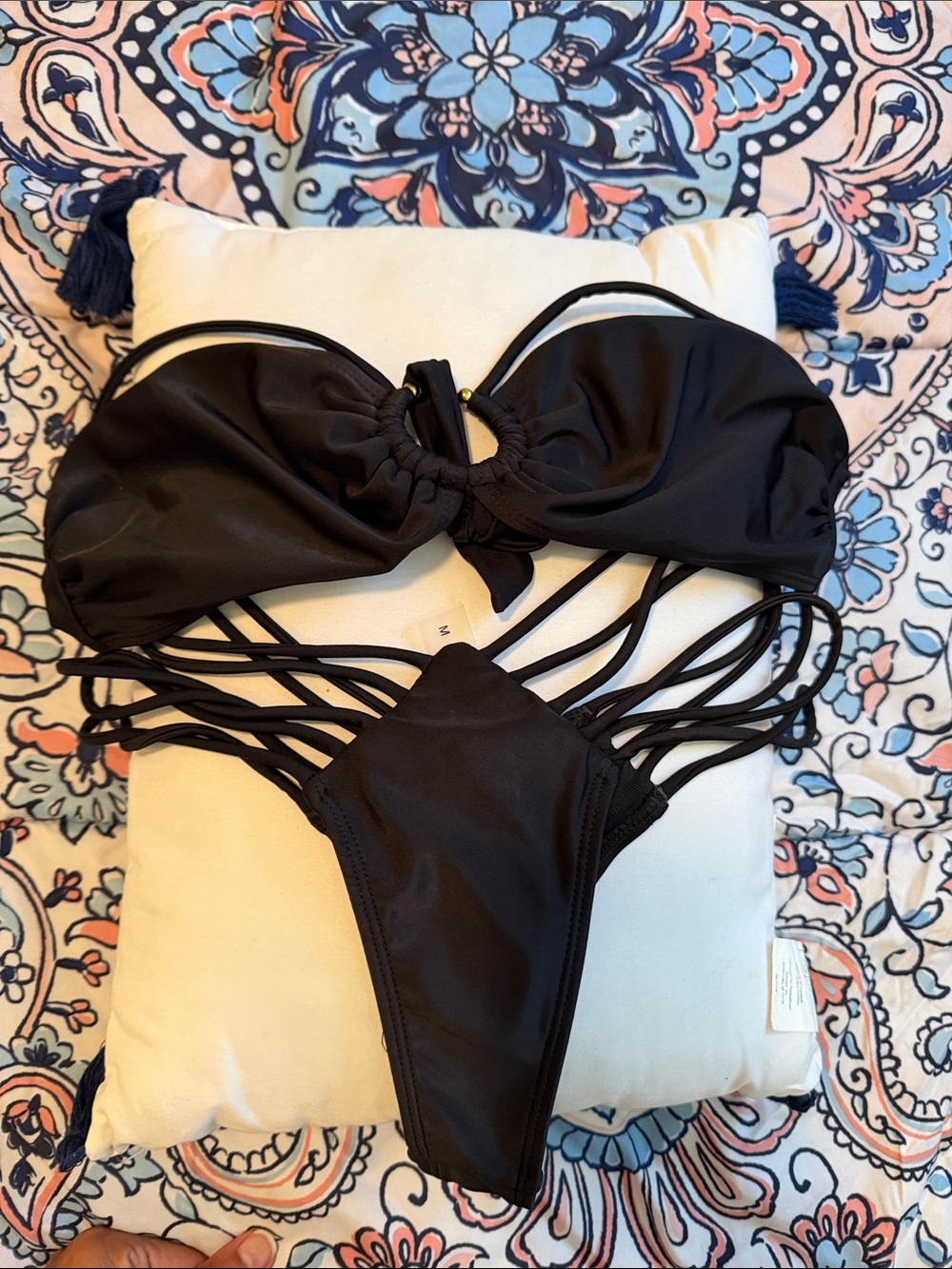SHEIN Black Strappy Cutout Bikini Set
